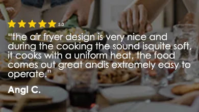 Satisfied customer review highlighting Ruokala air fryer's ease of use