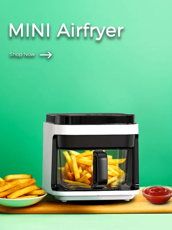 Ruokala MINI Airfryer serving up crispy fries, perfect for snack time