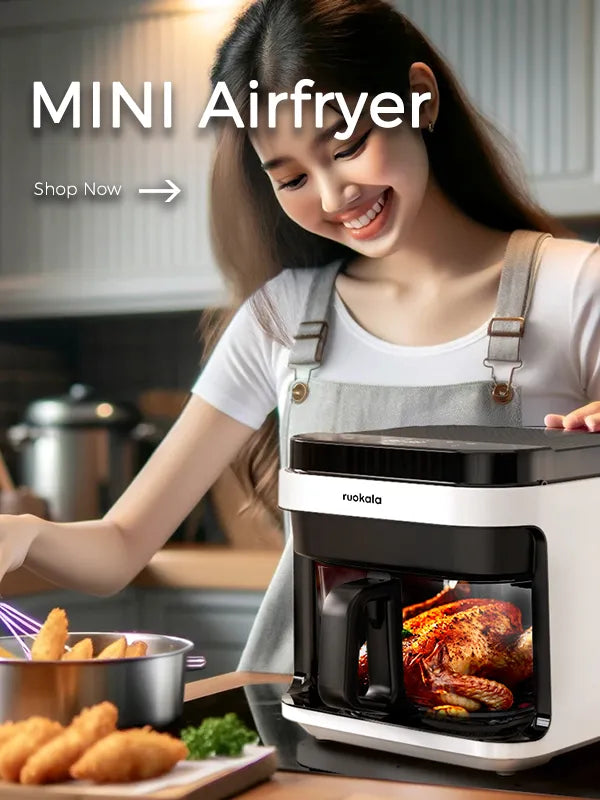 Stylish MINI Airfryer by Ruokala in a dynamic kitchen setting